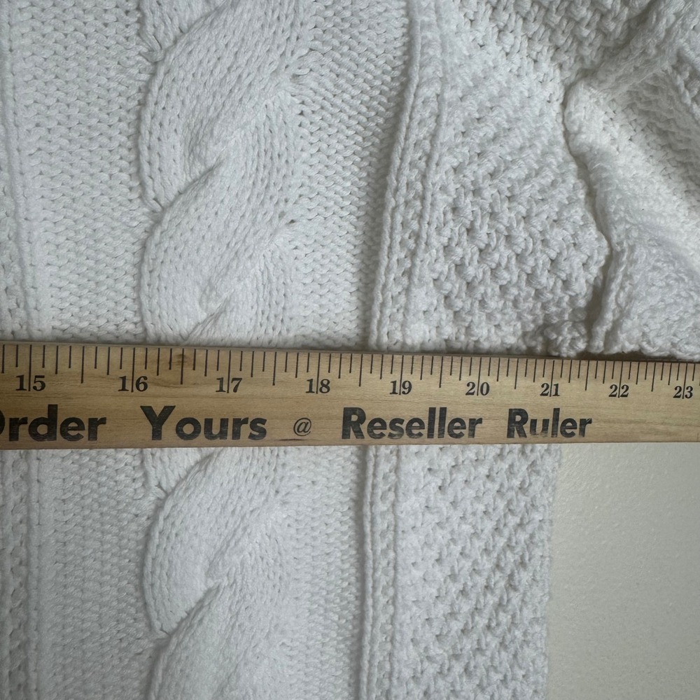 Quince Women's Cable Knit Cotton Crewneck Sweater Ivory Large - Picture 5 of 7